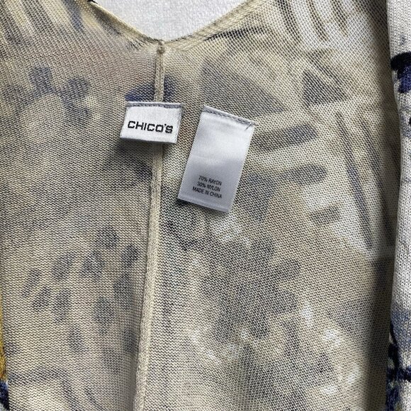 Chico's Sequins Embellished Cover Up Kimono Women OneSize Ivory Multicolor Used - Picture 6 of 16